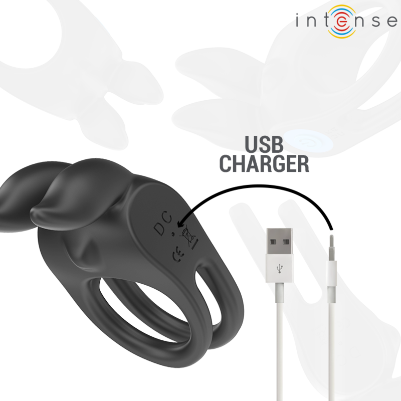 INTENSE - SAM VIBRATOR DOBBELT PENIS RING 10 VIBRATIONER SORT