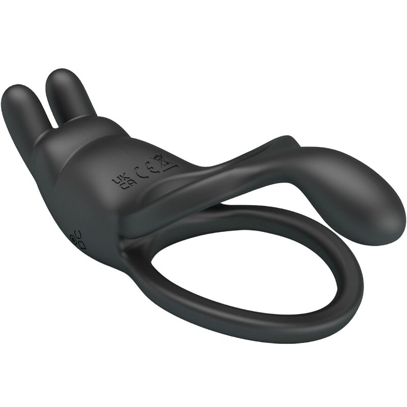 PRETTY LOVE - SETH DOBBELT VIBRERENDE RING KANIN 7 VIBRATIONER SORT