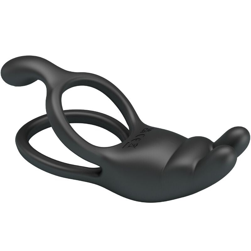 PRETTY LOVE - SETH DOBBELT VIBRERENDE RING KANIN 7 VIBRATIONER SORT