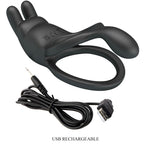 PRETTY LOVE - SETH DOBBELT VIBRERENDE RING KANIN 7 VIBRATIONER SORT