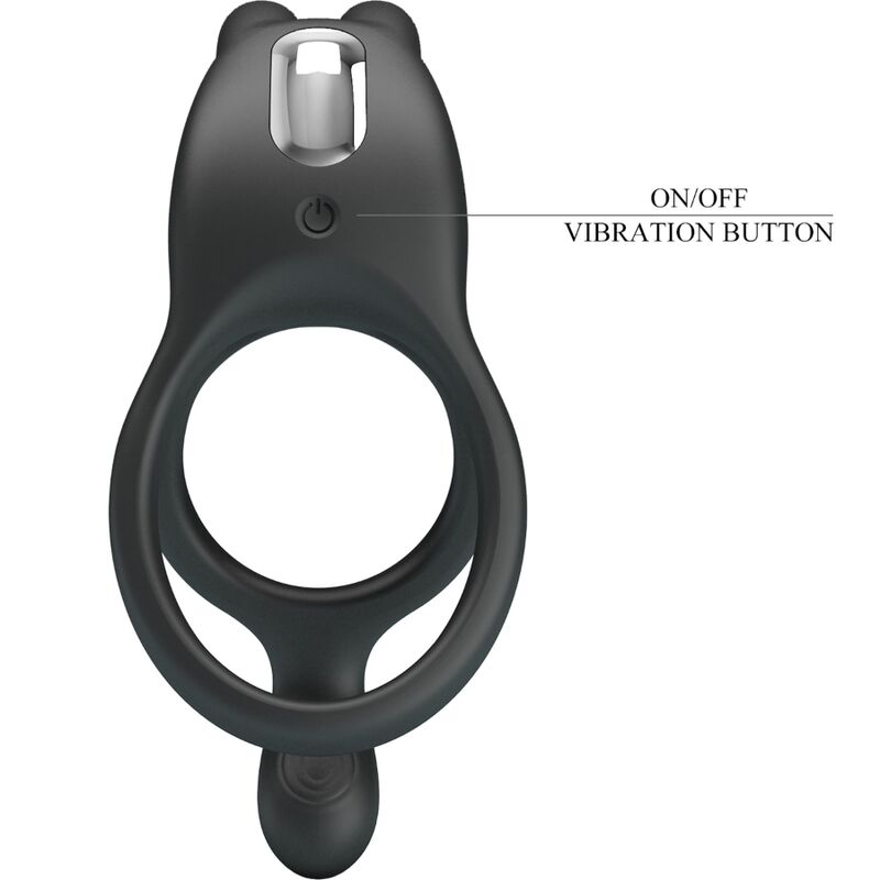 PRETTY LOVE - SETH DOBBELT VIBRERENDE RING KANIN 7 VIBRATIONER SORT