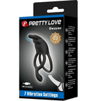 PRETTY LOVE - SETH DOBBELT VIBRERENDE RING KANIN 7 VIBRATIONER SORT