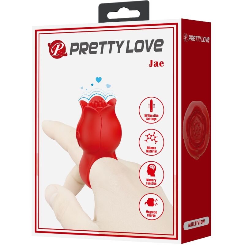 PRETTY LOVE - JAE ROSEFORMET FINGERVIBRATOR 10 VIBRATIONER RØD