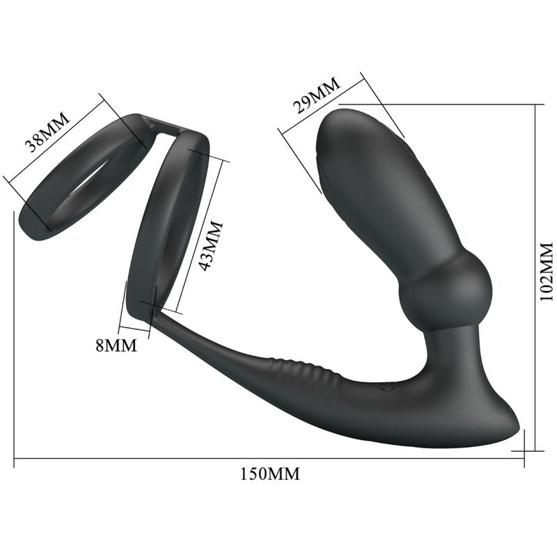 PRETTY LOVE - EMONI PENIS RING + ANALPLUG 12 VIBRATIONER SORT
