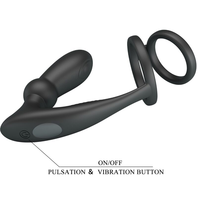 PRETTY LOVE - EMONI PENIS RING + ANALPLUG 12 VIBRATIONER SORT