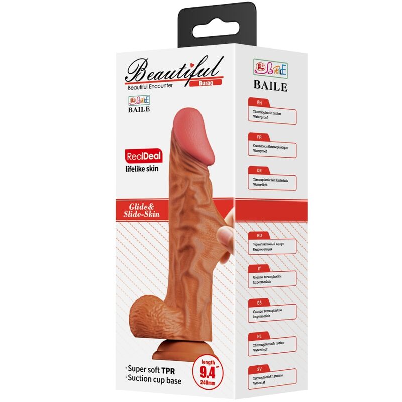 BAILE - BURAQ REALISTISK DILDO 24 CM KØD