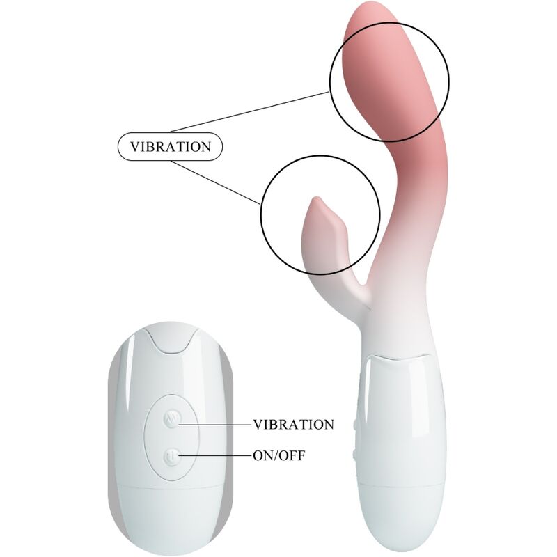 PRETTY LOVE - KLAR G-PUNKT VIBRATOR + KLITORIS STIMULATOR 30 VIBRATIONER LYSERØD
