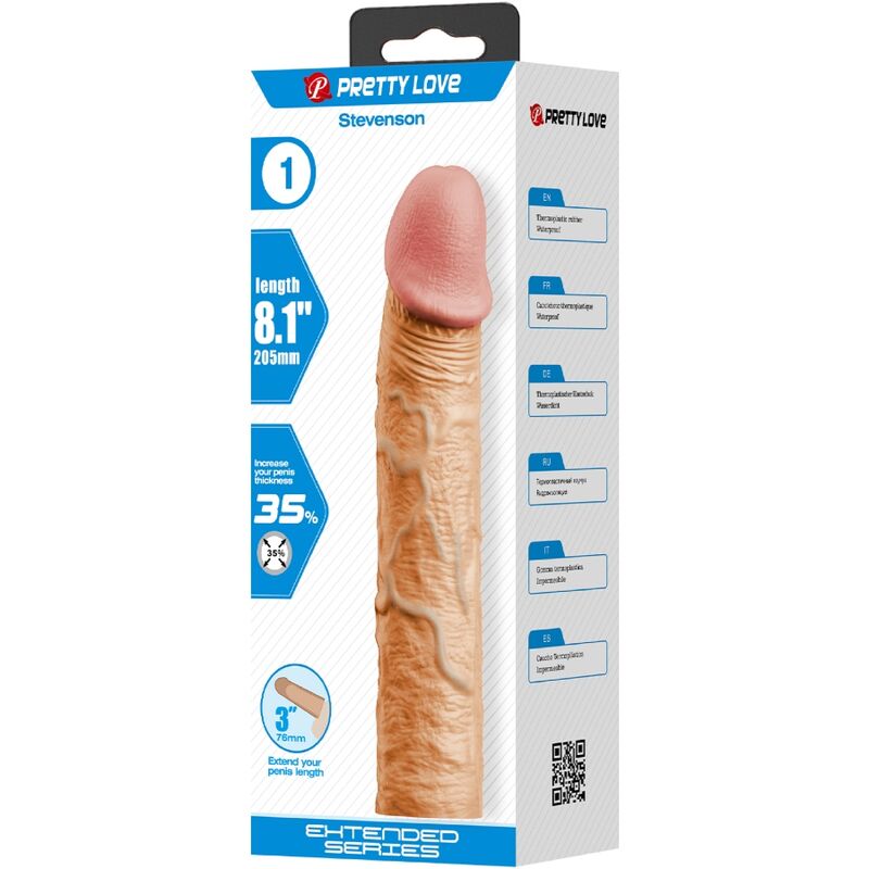 PRETTY LOVE - STEVENSON PENIS SLEEVE MED 7,6 CM FORLÆNGELSESKØD