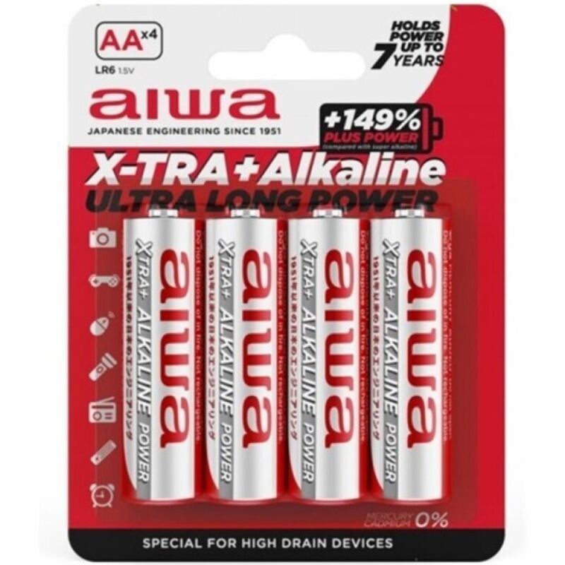 AIWA - X-TRA ALKALINE AA ALKALINE BATTERIER LR6 BLISTER*4