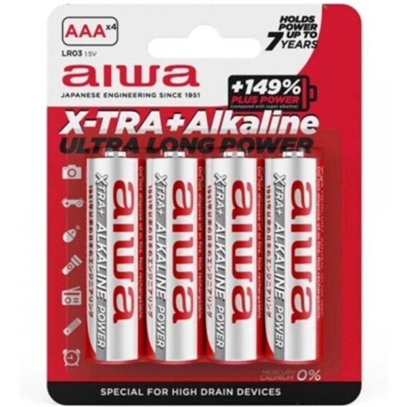 AIWA - X-TRA ALKALINE AAA ALKALINE BATTERIER LR03 BLISTER*4