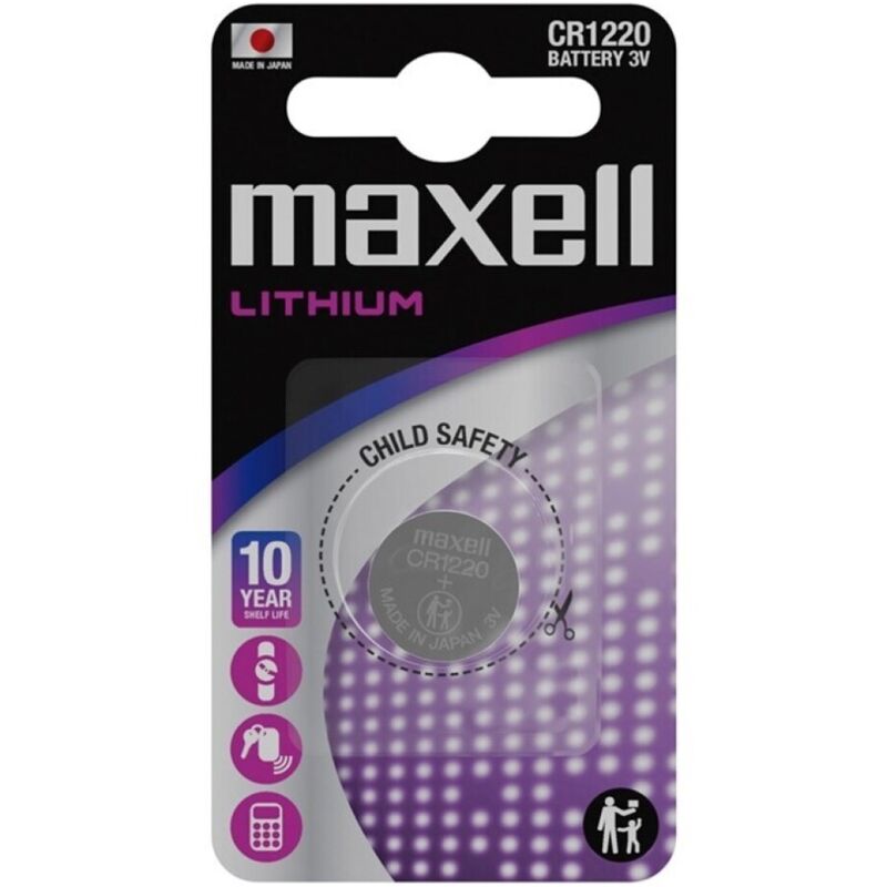 MAXELL - LITHIUM-KNAP-BATTERI CR1220 3V BLISTER*1