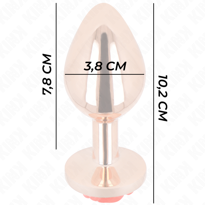 KINK - PINK GULD ANALPLUG MED RØD ROSE L