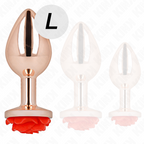 KINK - PINK GULD ANALPLUG MED RØD ROSE L