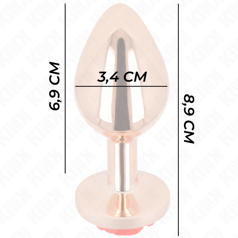 KINK - PINK GULD ANALPLUG MED RØD ROSE M