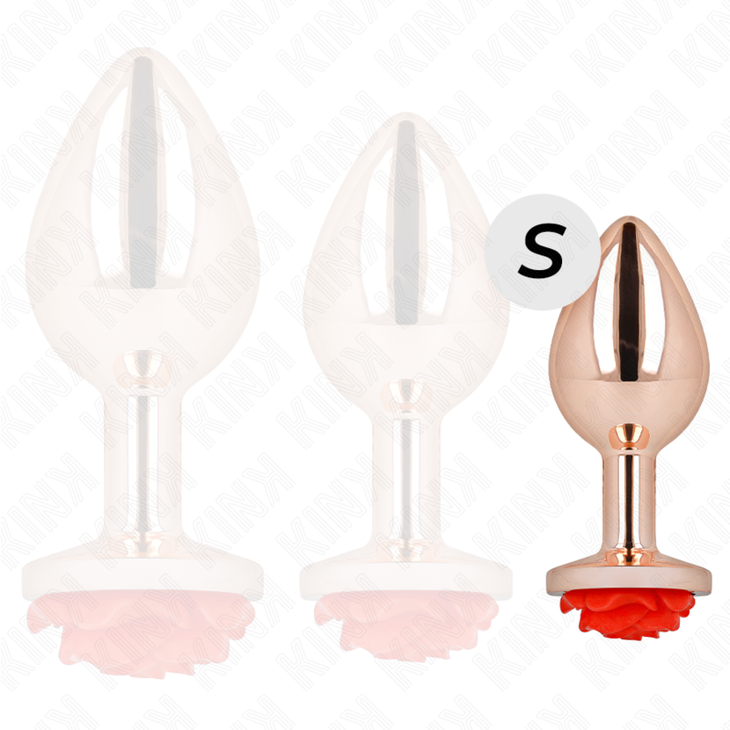 KINK - PINK GULD ANALPLUG MED RØD ROSE