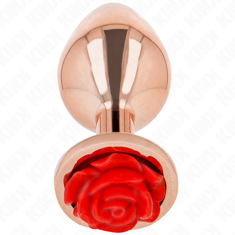KINK - PINK GULD ANALPLUG MED RØD ROSE