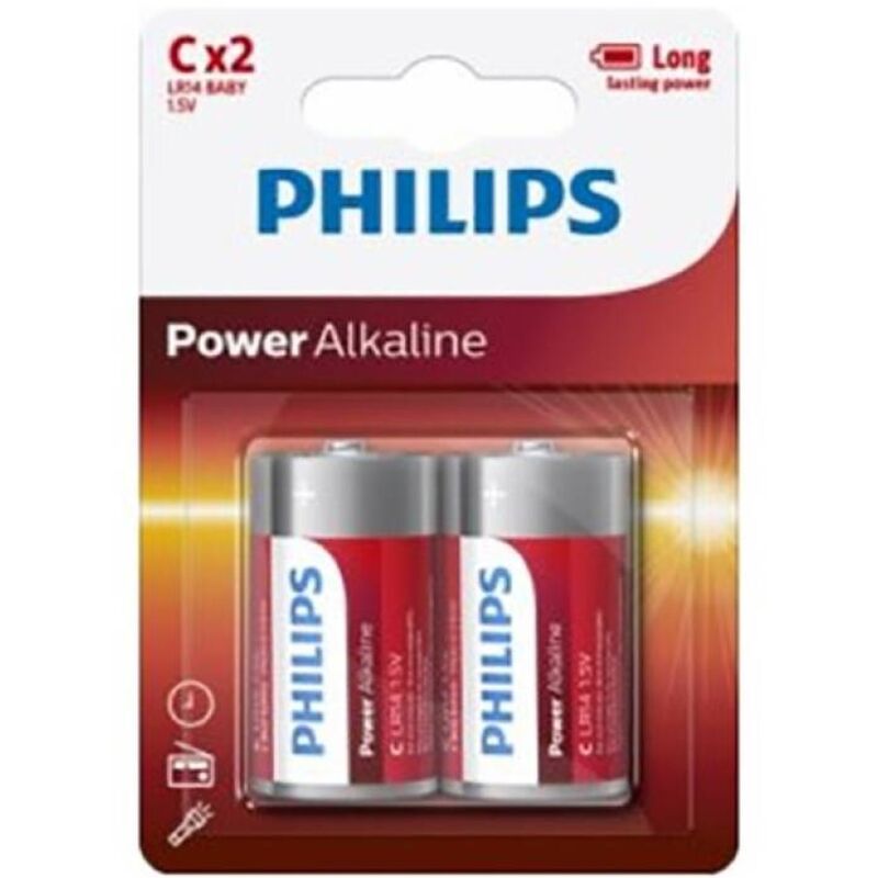 PHILIPS - POWER ALKALIN BATTERI C LR14 BLISTER*2