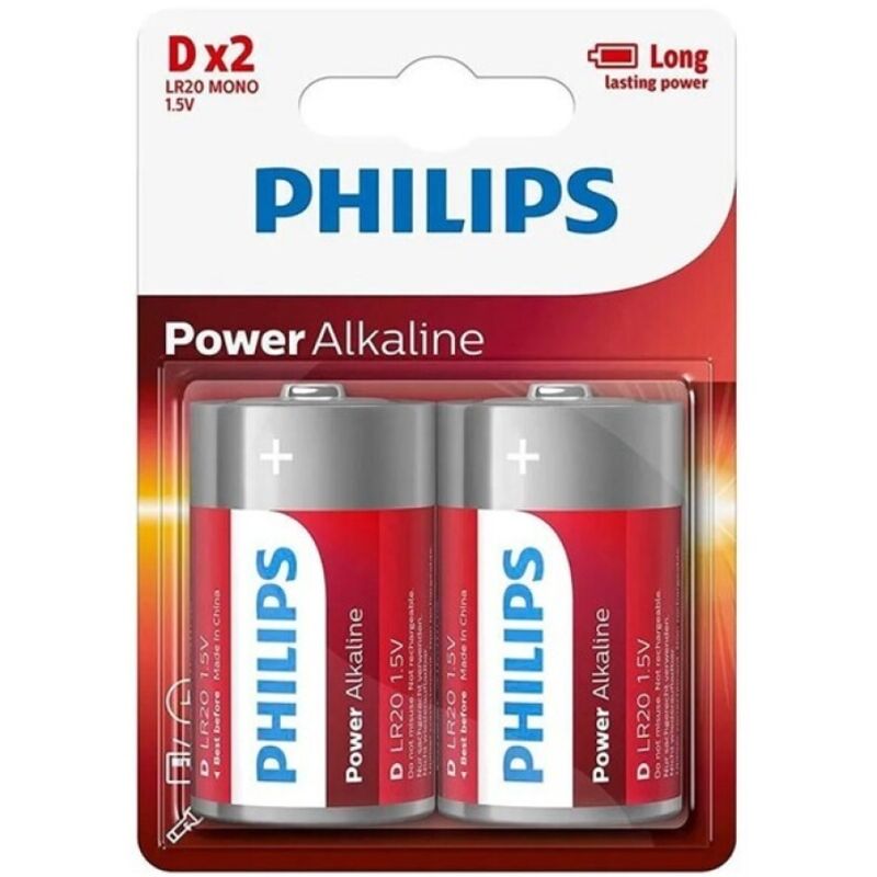 PHILIPS - POWER ALKALIN BATTERI D LR20 BLISTER*2