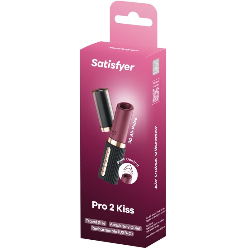 SATISFYER - PRO 2 KISS WAVE KLITORIS STIMULATOR GARNET / SORT