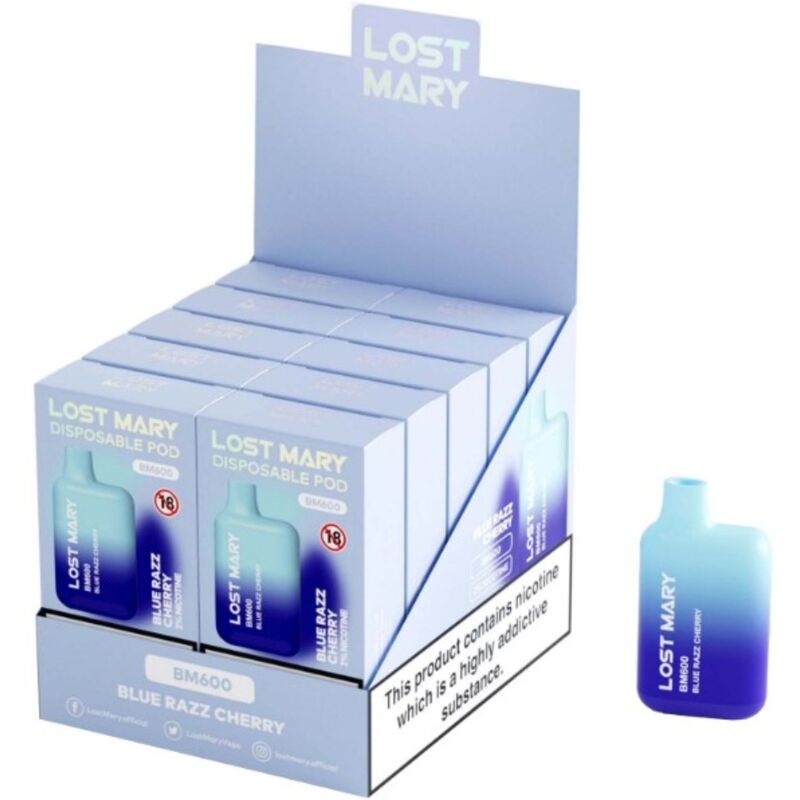 LOST MARY - BM600 NIKOTINVAPER 2% ENGANGS BLÅ RAZZ KIRSEBÆR