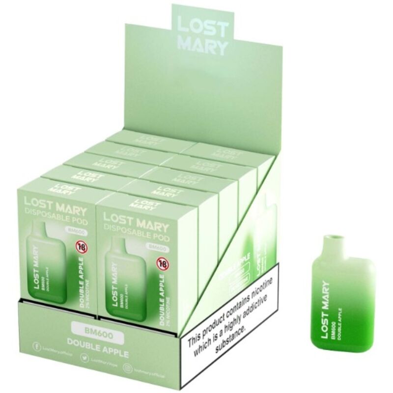 LOST MARY - BM600 NIKOTINVAPER 2% ENGANGS DOBBELT ÆBLE