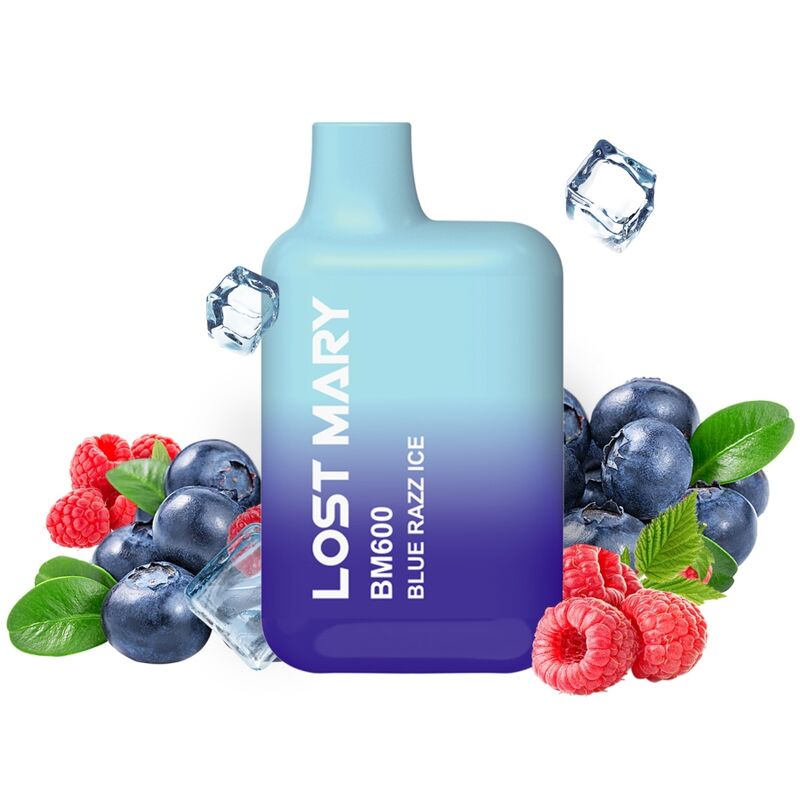 LOST MARY - BM600 NIKOTINVAPER 2% ENGANGS BLÅ RAZZ ICE