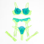 SUBBLIME - 955311 BH-SÆT MED BLONDE OG RETSTRÆKKE GRØN OG BLÅ S/M