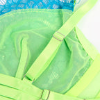SUBBLIME - 955311 BH-SÆT MED BLONDE OG RETSTRÆKKE GRØN OG BLÅ S/M