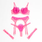 SUBBLIME - 955359 BH-SÆT MED BLONDE OG RETSTRÆKKELEDNINGER PINK OG LILLA S/M