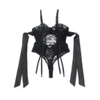 SUBBLIME - 955496 BLONDEBODYSUIT MED SLØJFER OG HÅNDTAG SORT S/M