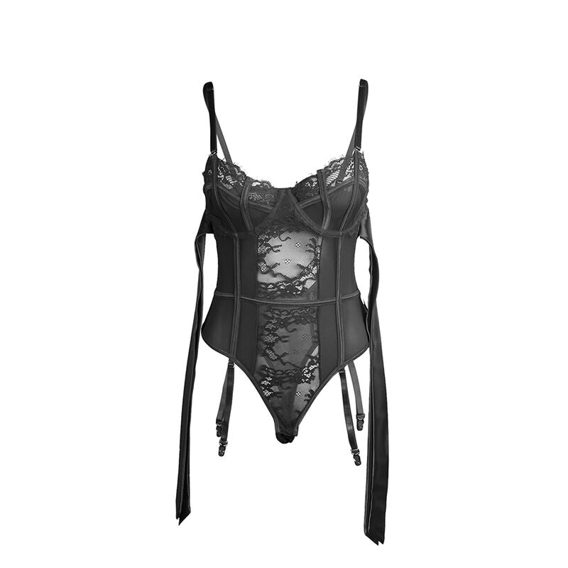 SUBBLIME - 955502 BLONDEBODYSUIT MED SLØJFER OG HÅNDTAG SORT L/XL