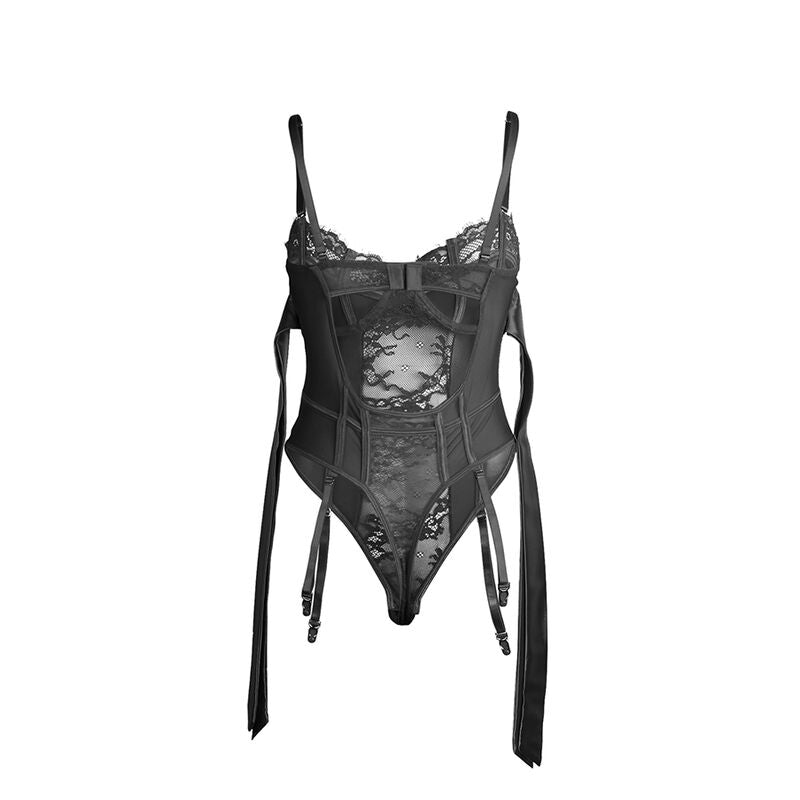 SUBBLIME - 955502 BLONDEBODYSUIT MED SLØJFER OG HÅNDTAG SORT L/XL