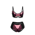 SUBBLIME - 955571 PINK LAKLÆDER BH-SÆT MED NET OG LYNLÅS S/M