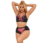 SUBBLIME - 955571 PINK LAKLÆDER BH-SÆT MED NET OG LYNLÅS S/M