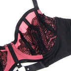 SUBBLIME - 955571 PINK LAKLÆDER BH-SÆT MED NET OG LYNLÅS S/M