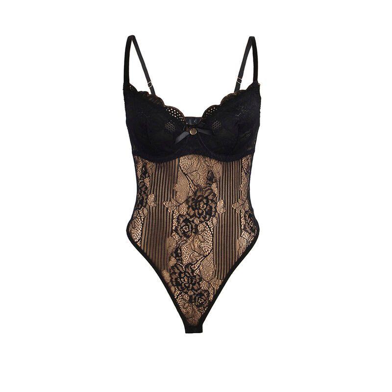 SUBBLIME - 955618 BLONDEBODYSUIT MED LUKNING I NED SORT S/M