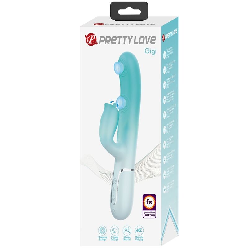 PRETTY LOVE - GIGI MULTIFUNKTIONS KANINVIBRATOR AQUA GRØN