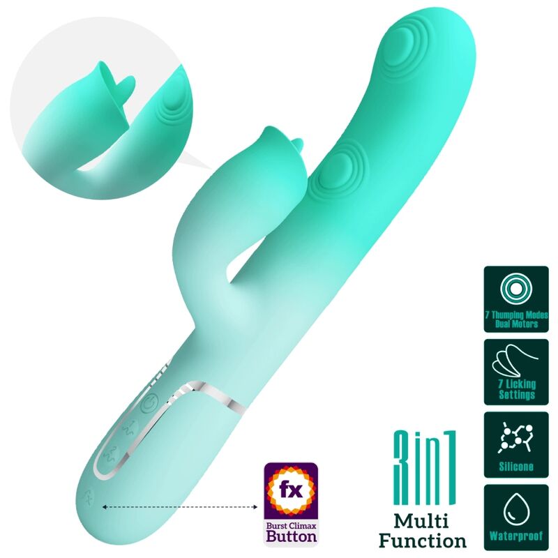 PRETTY LOVE - GIGI MULTIFUNKTIONS KANINVIBRATOR AQUA GRØN