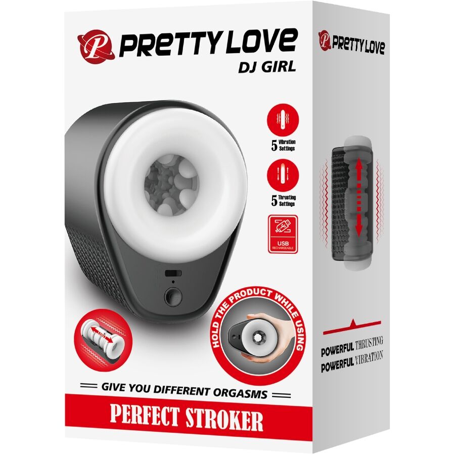 PRETTY LOVE - DJ GIRL MANDLIG MATURBATOR MED VIBRATION 5 INDSTILLINGER NEGR