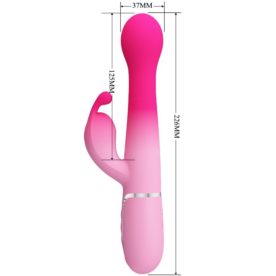 PRETTY LOVE - DEJON 3 I 1 MULTIFUNKTIONS KANINVIBRATOR LYSERØD