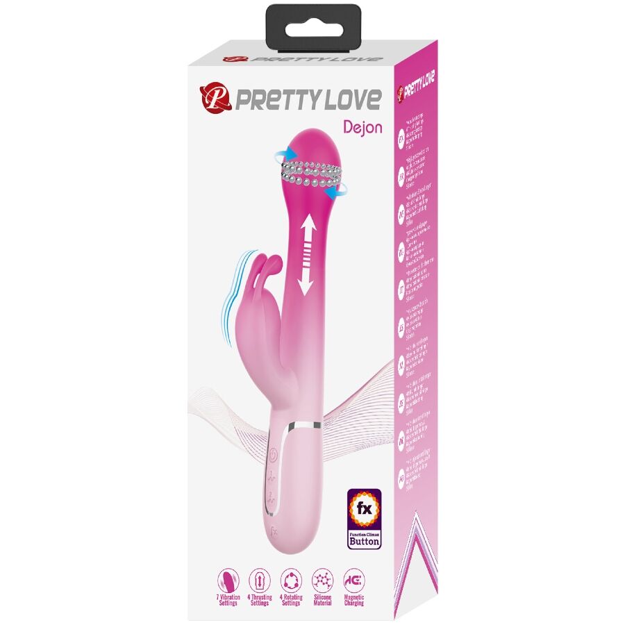 PRETTY LOVE - DEJON 3 I 1 MULTIFUNKTIONS KANINVIBRATOR LYSERØD