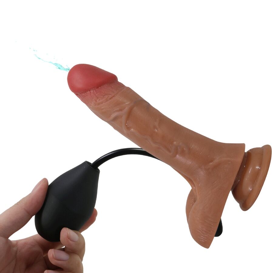 PRETTY LOVE - UNIVERSAL SELETRUSSER MED VIBRERENDE OG SPRØJTENDE DILDO 15,5 CM MULATO