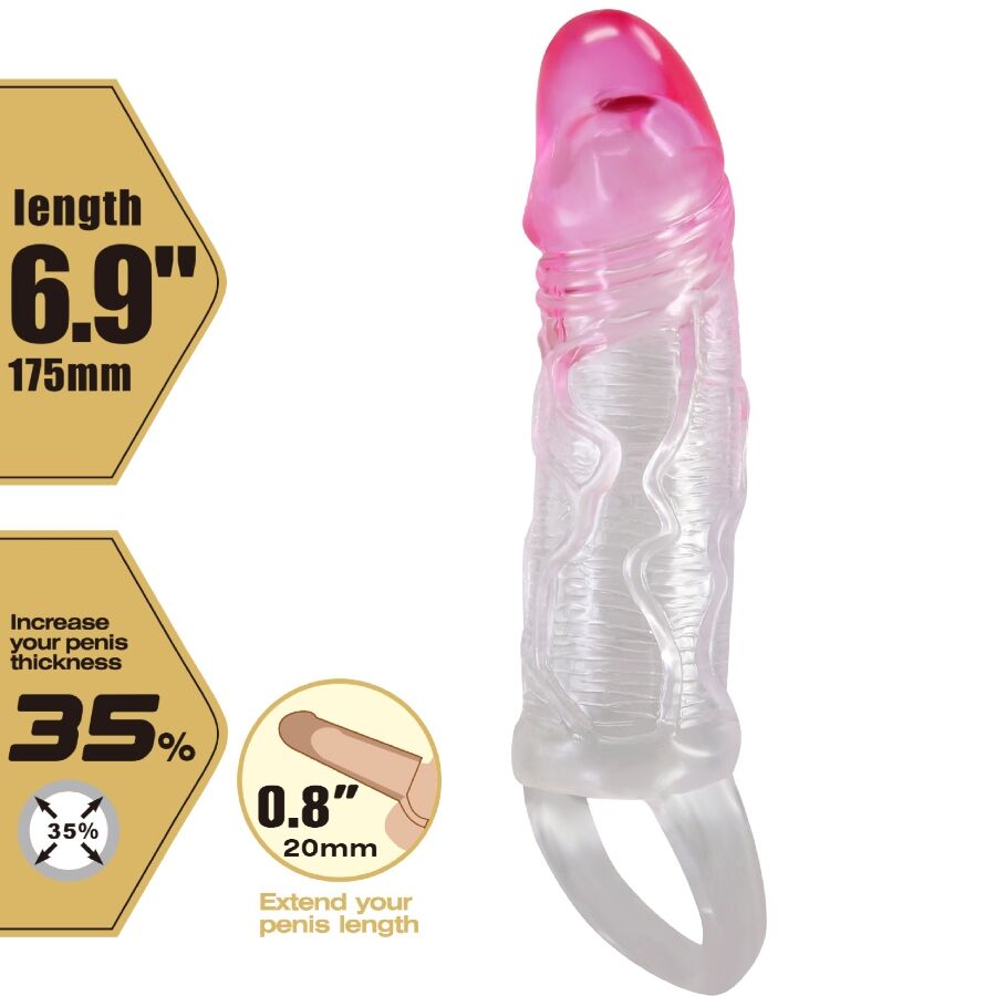 PRETTY LOVE - ODES REALISTISK 2 CM FORSTØRRELSESSKEDE TIL PENIS PINK