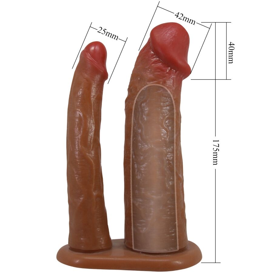 PRETTY LOVE - YAIRON DOBBELT PENISÆRME MED 4 CM FORLÆNGELSE MULAT