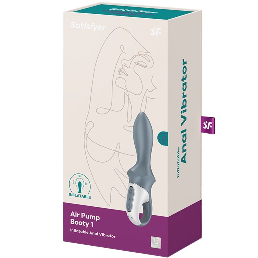 SATISFYER - LUFTPUMP BOOTY 1 ANAL OPPUSTBAR VIBRATOR GRÅ