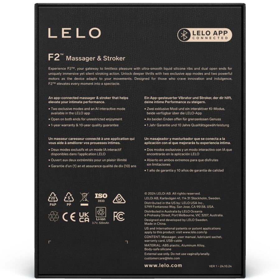 LELO - F2S™ BLÅKLÅR MANDLIG MAsturbator BLÅ