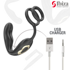 IBIZA - WIGGLE FJERNBETJENET ROTERENDE ANALPLUG MED PENISEVIBRATION OG PENISFORSTORENDE RINGE