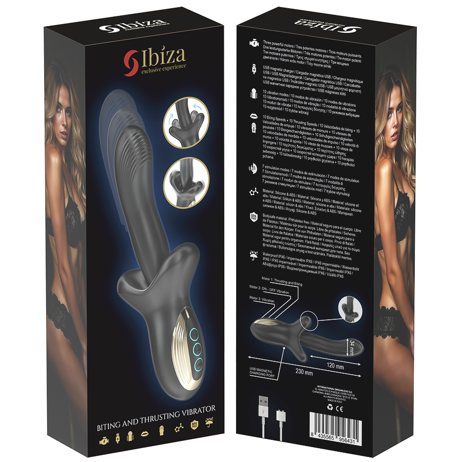 IBIZA - KRAFTIG VIBRATOR MED STØVENDE OG BIDENDE EFFEKT