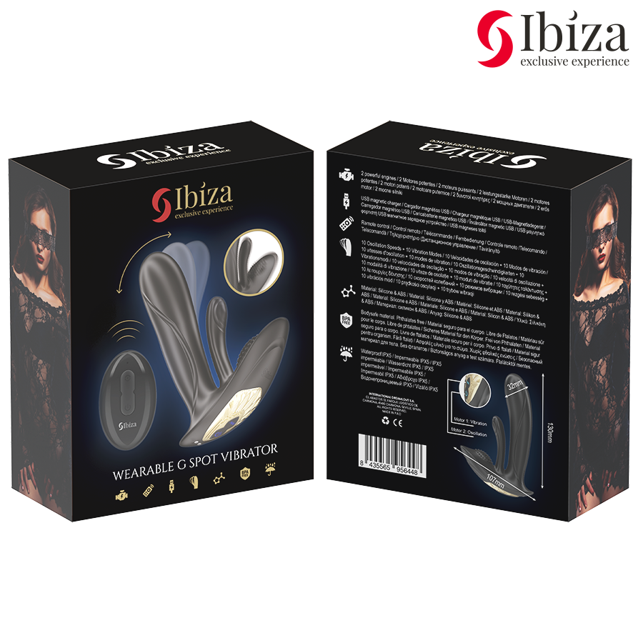 IBIZA - BÆRBAR VIBRATOR MED G-PUNKT OG KLITORISSTIMULERING MED FJERNBETJENING