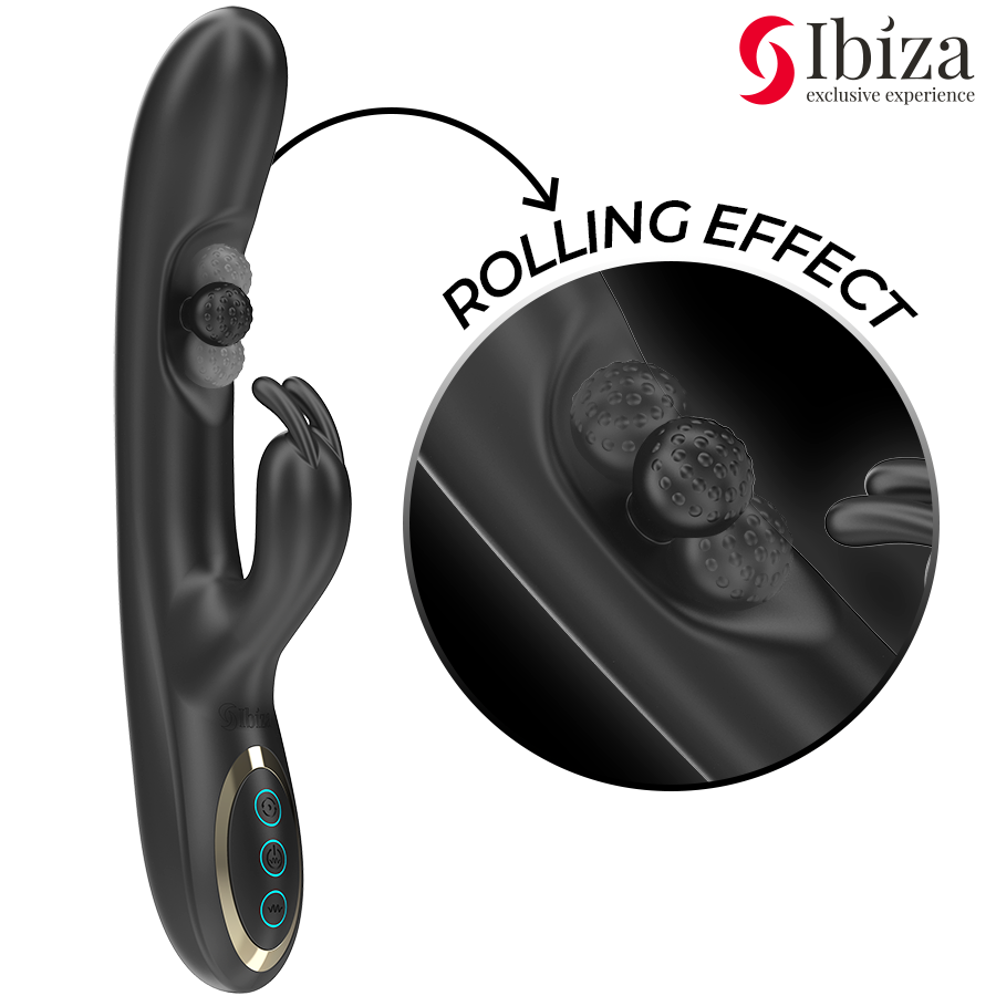IBIZA - KRAFTIG KANINVIBRATOR MED MASSAGERENDE RULLEPERLE